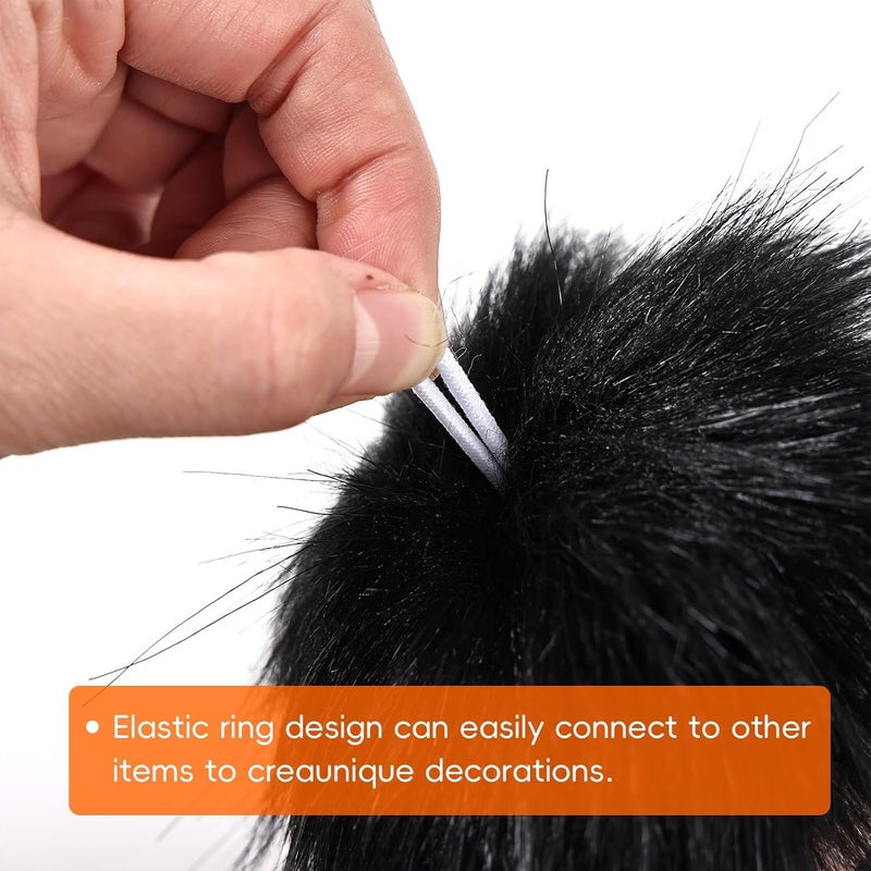 Daieeparty Daieparty 12Pcs Black Faux Fur Pom Pom Balls,Fluffy Pompom Balls with Elastic Loop Ball Detachable Knitting Accessories for Knitting Hats Beanies Shoes,Scarves,Glove - Image 3